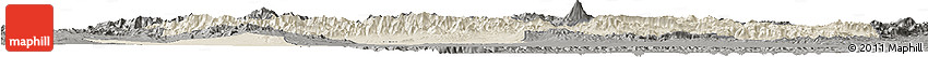 Shaded Relief Horizon Map of Tehran, darken, semi-desaturated