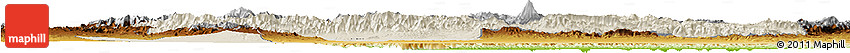 Shaded Relief Horizon Map of Tehran, physical outside