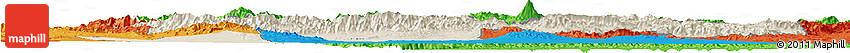 Shaded Relief Horizon Map of Tehran, political outside
