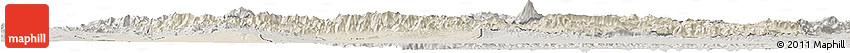 Shaded Relief Horizon Map of Tehran, semi-desaturated