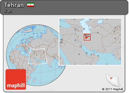 Gray Location Map of Tehran, within the entire country