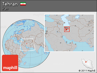 Gray Location Map of Tehran, within the entire country