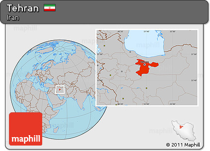 Gray Location Map of Tehran