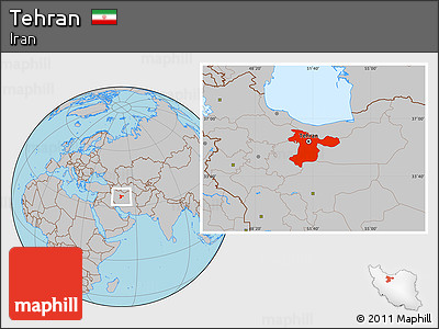 Gray Location Map of Tehran