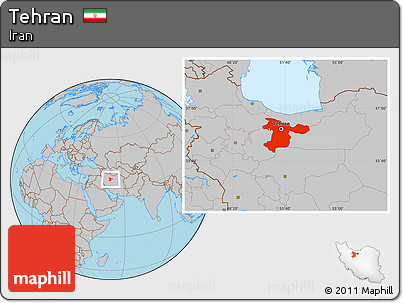 Gray Location Map of Tehran