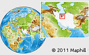 Physical Location Map of Tehran, highlighted country, within the entire country