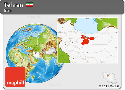 Physical Location Map of Tehran, highlighted country