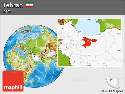 Physical Location Map of Tehran, highlighted country