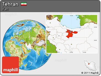 Physical Location Map of Tehran, highlighted country