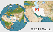 Satellite Location Map of Tehran, highlighted country, within the entire country