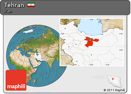 Satellite Location Map of Tehran, highlighted country