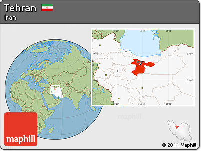 Savanna Style Location Map of Tehran, highlighted country