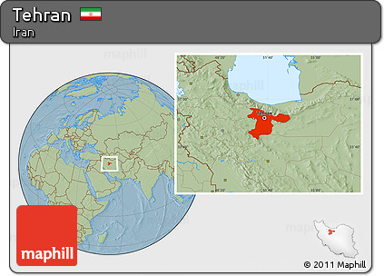 Savanna Style Location Map of Tehran, hill shading
