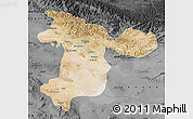 Satellite Map of Tehran, darken, desaturated