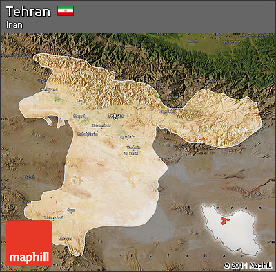 Satellite Map of Tehran, darken