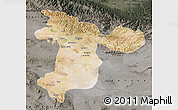 Satellite Map of Tehran, darken, semi-desaturated