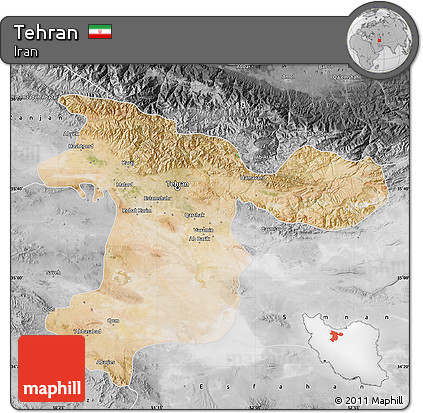 Satellite Map of Tehran, desaturated