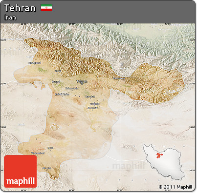Satellite Map of Tehran, lighten