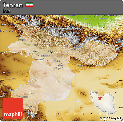Satellite Map of Tehran, physical outside