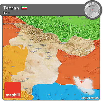 Satellite Map of Tehran, political outside