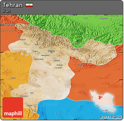 Satellite Map of Tehran, political outside