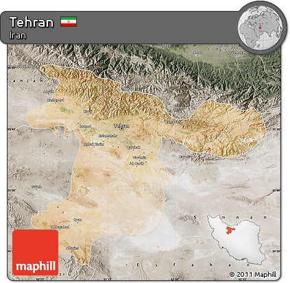 Satellite Map of Tehran, semi-desaturated