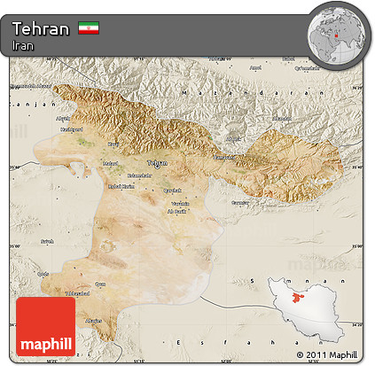 Satellite Map of Tehran, shaded relief outside
