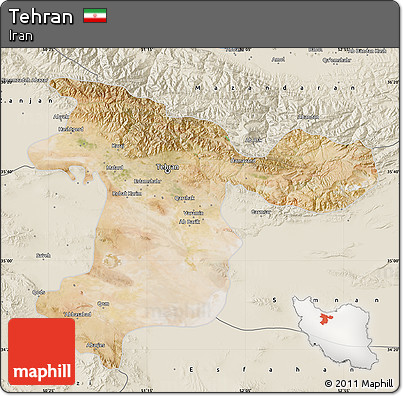 Satellite Map of Tehran, shaded relief outside