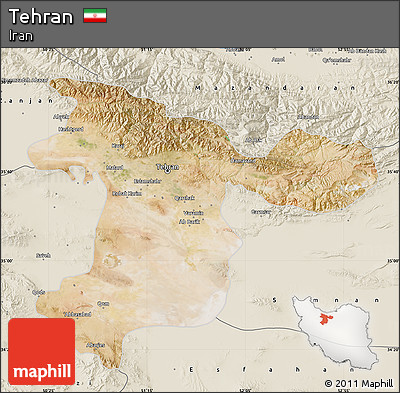Satellite Map of Tehran, shaded relief outside
