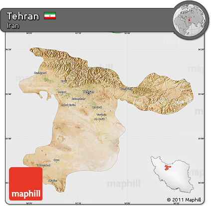 Satellite Map of Tehran, single color outside
