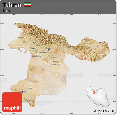 Satellite Map of Tehran, single color outside