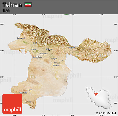 Satellite Map of Tehran, single color outside