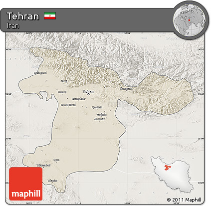 Shaded Relief Map of Tehran, lighten