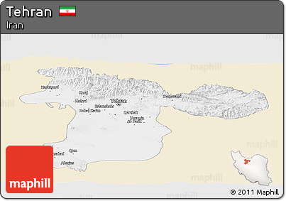Classic Style Panoramic Map of Tehran, single color outside