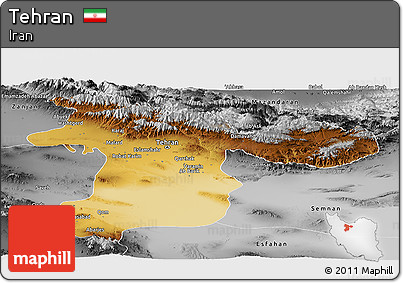 Physical Panoramic Map of Tehran, desaturated