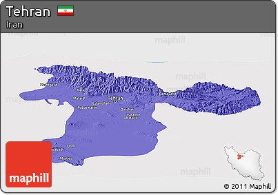 Political Panoramic Map of Tehran, single color outside