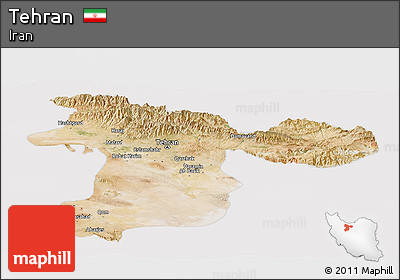 Satellite Panoramic Map of Tehran, cropped outside