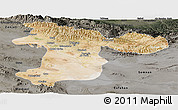 Satellite Panoramic Map of Tehran, darken, semi-desaturated