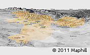 Satellite Panoramic Map of Tehran, desaturated