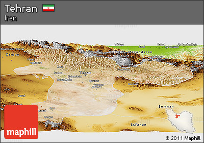 Satellite Panoramic Map of Tehran, physical outside