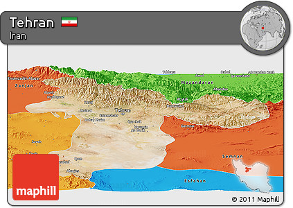 Satellite Panoramic Map of Tehran, political outside
