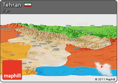 Satellite Panoramic Map of Tehran, political outside