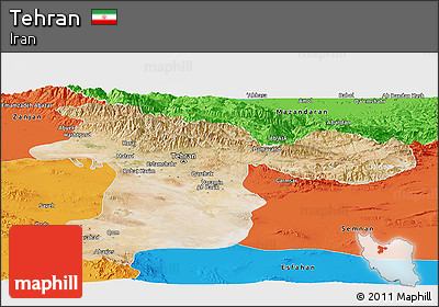 Satellite Panoramic Map of Tehran, political outside