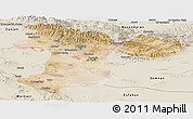 Satellite Panoramic Map of Tehran, shaded relief outside