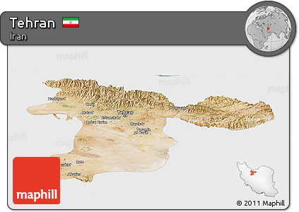 Satellite Panoramic Map of Tehran, single color outside