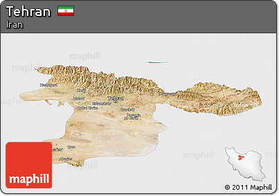 Satellite Panoramic Map of Tehran, single color outside