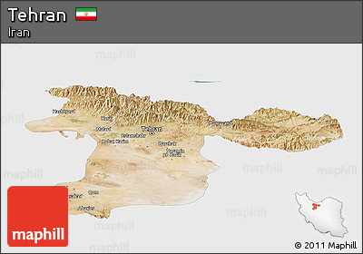 Satellite Panoramic Map of Tehran, single color outside