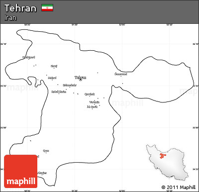Blank Simple Map of Tehran, cropped outside