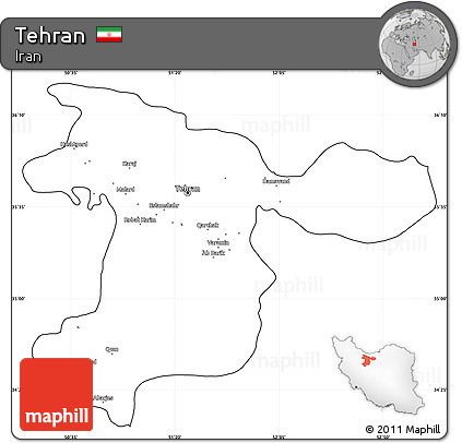 Blank Simple Map of Tehran, cropped outside
