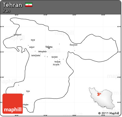 Blank Simple Map of Tehran, cropped outside